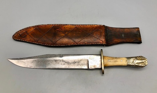 Vintage Bowie Style Knife with Bone Handle