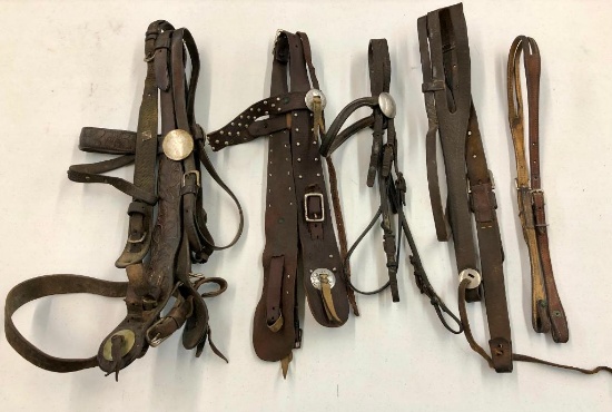 Group of Vintage Leather Cowboy Headstalls