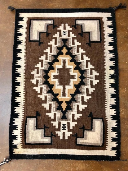 Vintage Two Grey Hills Navajo Textile