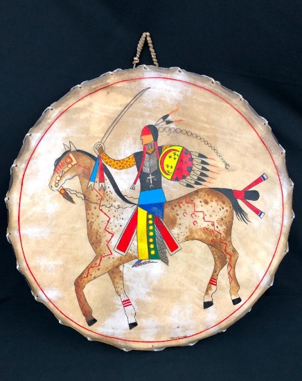 Large Handpainted Drum - Sioux - Signed