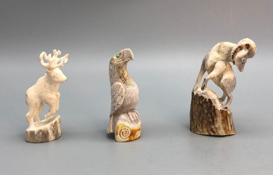 Three Zuni Fetishes Made from Antler