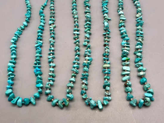 Four Turquoise Nugget and Heishi Necklaces