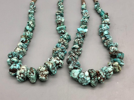 Two Chunky Turquoise Nugget Necklaces