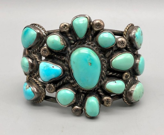 Vintage Turquoise Cluster Bracelet