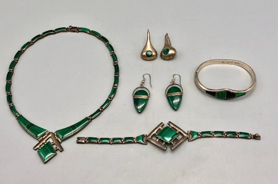 Marvelous Malachite and Sterling Silver Jewelry from Texco