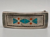 1950s Turquoise and Coral Inlay Buckle
