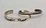 Sterling Silver Hopi Overlay and Navajo Triangular Wire Bracelet