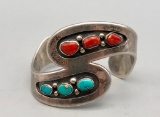 Vintage Turquoise and Coral Bracelet