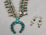 Beautiful Box Bow Turquoise Squash Blossom Set