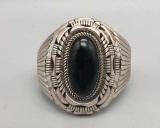 Nice Sterling Silver and Onyx Cuff Bracelet