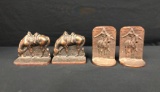 Two Vintage Bronze Book Ends