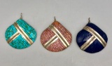 Group of Three Inlay Shell Pendants