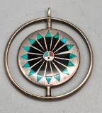 Zuni Inlay Spinner Pendant by Fred and Lolita Natachu