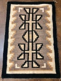 Vintage Two Grey Hills Navajo Textile with Fred Harvey Tag