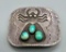 Vintage Serling Silver Overlay and Turquoise Belt Buckle