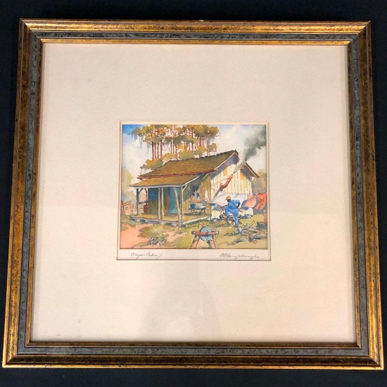 "Bayou Cabin" - Original Watercolor by Charles Oglesby Longabaugh
