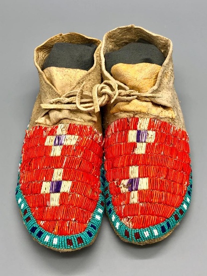 Old Plains Quilled and Beaded Moccasins