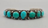 1920s-1930s Ingot Seven Stone Turquoise Bracelet