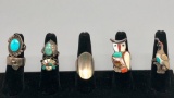 Eight Sterling Silver Rings