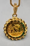 1/10 oz Gold Panda Pendant and Gold Necklace