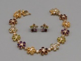 18K Over Sterling with Diamond Accents Bracelet and Earring Set