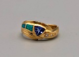 14K, Opal, and Tanzanite Ring