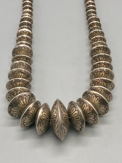 Graduated Disk Bead "Navajo Pearl" Necklace