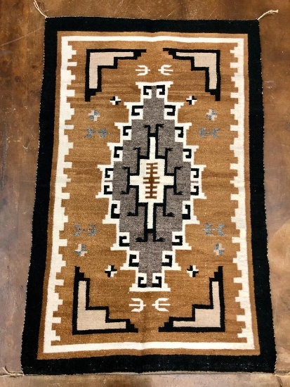 Vintage Two Grey Hills Navajo Textile