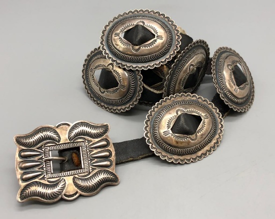 Vintage Style Sterling Silver Concho Belt