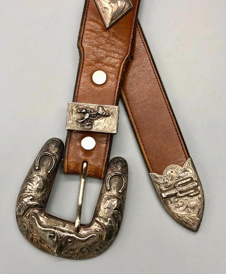 Great Vintage Belt with Billy Martin Buckle Set
