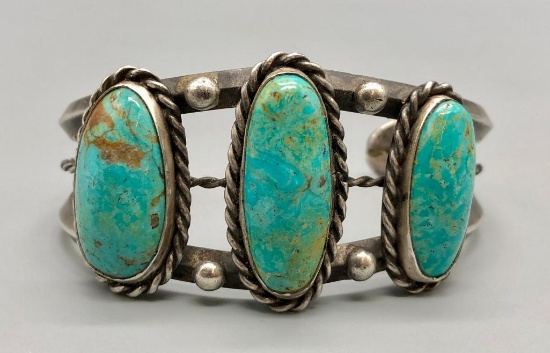 Vintage Three-Stone Turquoise Bracelet