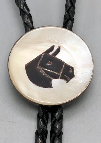 Horse Theme Zuni Bolo Tie
