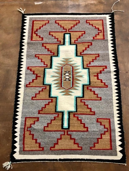 C. 1930s Navajo Rug with Rare Turquoise Color
