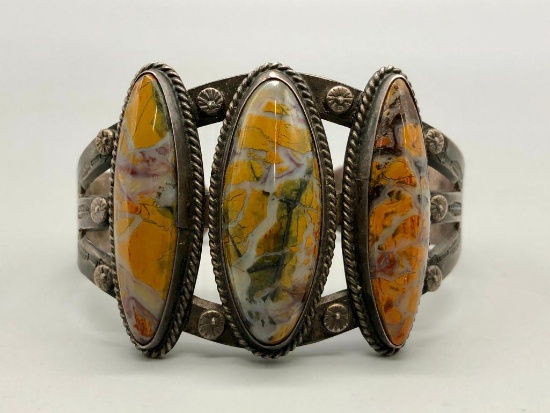 Fred Harvey Era Bracelet with Three Jasper Stones