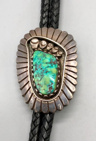 Unique Turquoise and Sterling Silver Bolo Tie