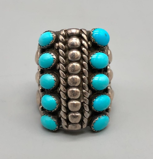 Nice Ten Stone Turquoise Ring