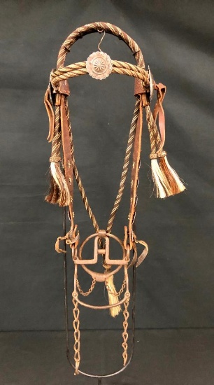 Vintage Navajo Horsehair, Leather, Silver, Ring Bit Bridle