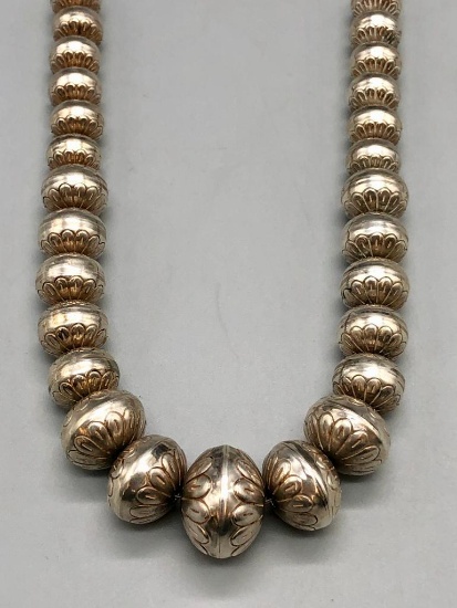 Vintage Sterling Silver Bead Necklace