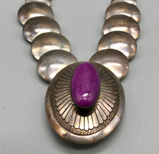 Sterling Silver Pillow Necklace with Sugalite