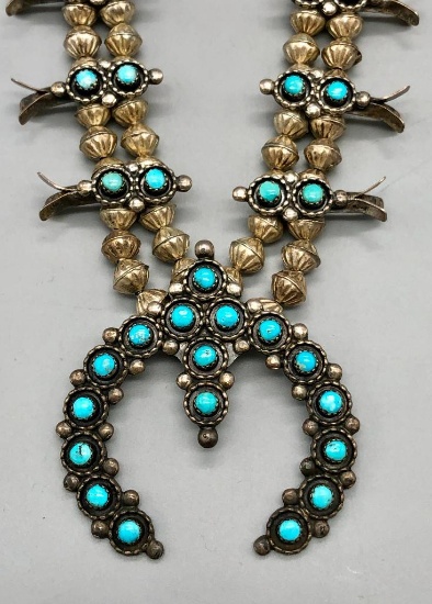 Fluted Bead Squash Blossom Necklace