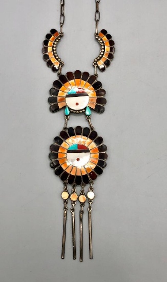 Vintage Sunface Inlay Necklace