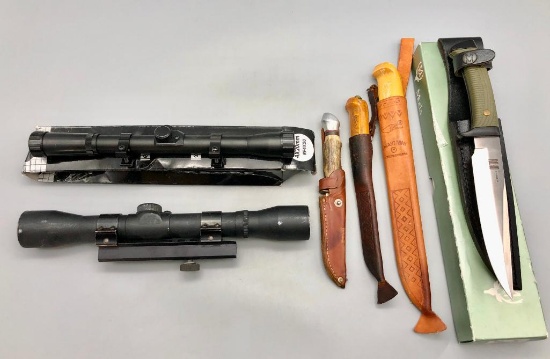 Group of 4 Knives & 2 Scopes