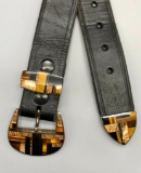 Jasper, Tiger's Eye, and Onyx Inlay Belt Buckle Set