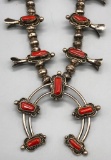 Smaller Size Coral Squash Blossom Necklace