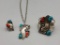 3 Piece Turquoise & Coral Necklace Set