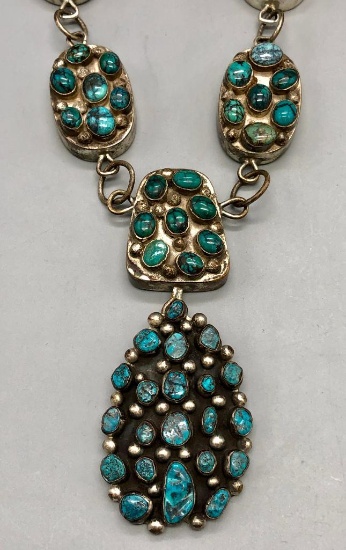 Fancy Turquoise & Sterling Silver Necklace by Alice Platero