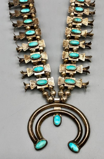 1940s Era Box Bow Squash Blossom Necklace