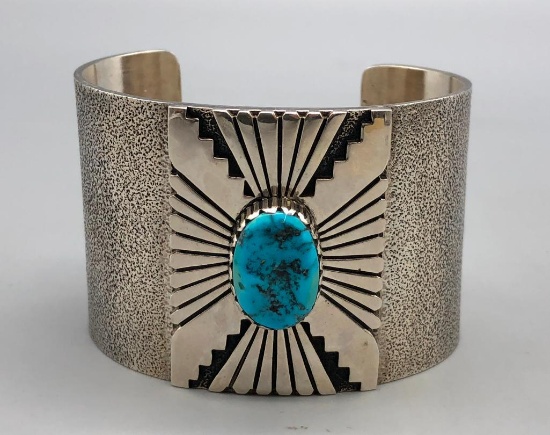 Navajo Guild Sterling Silver and Turquoise Bracelet