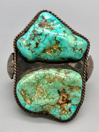 Large Two Stone Turquoise Bracelet