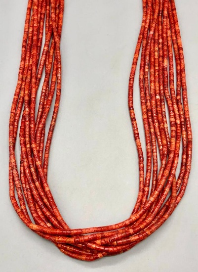 10-Strand Coral "Heishi" Style Necklace